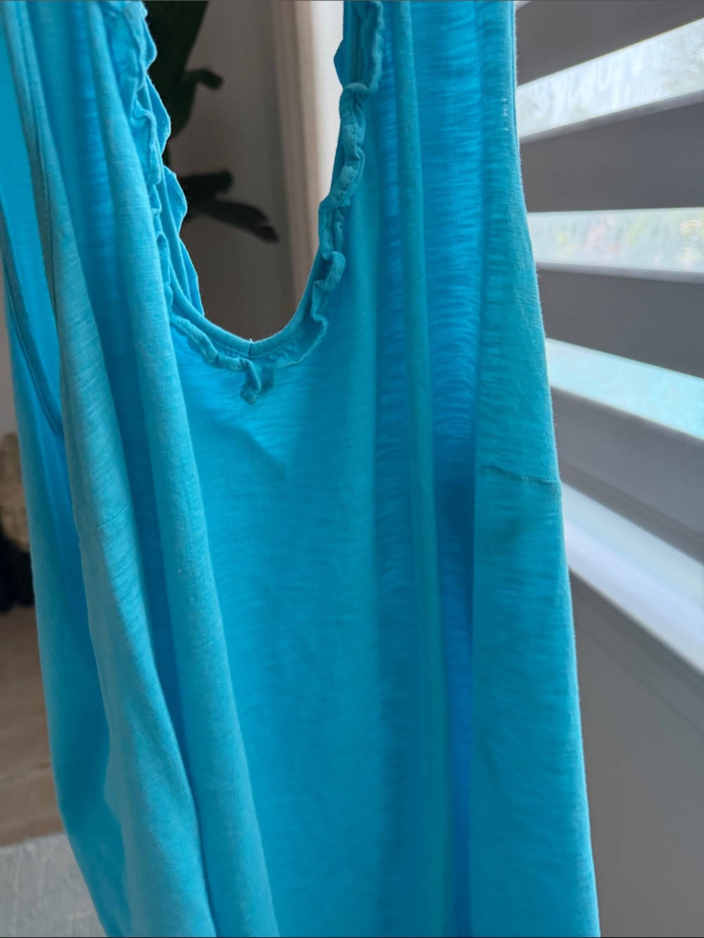 Lilly Pulitzer Women's XXL Turquoise Ruffle Tank Top Pima Cotton Plus Size - Picture 2 of 16
